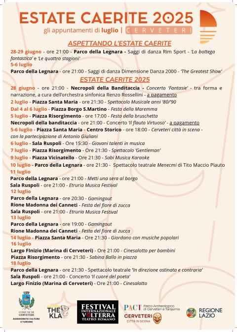 Estate Caerite 2025 - Programma luglio parte prima