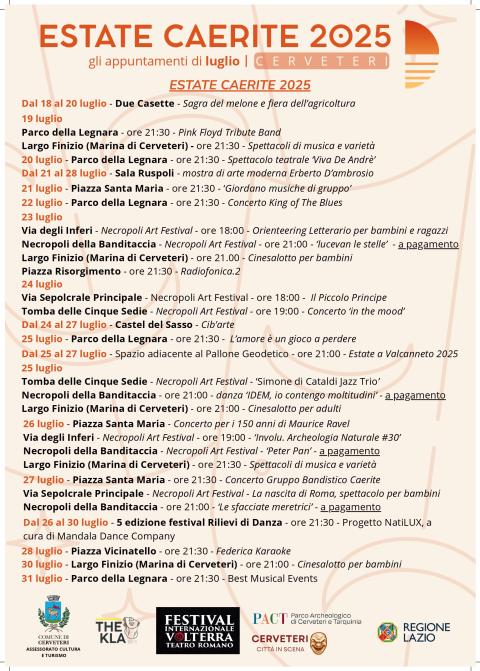 Estate Caerite 2025 - Programma luglio parte seconda