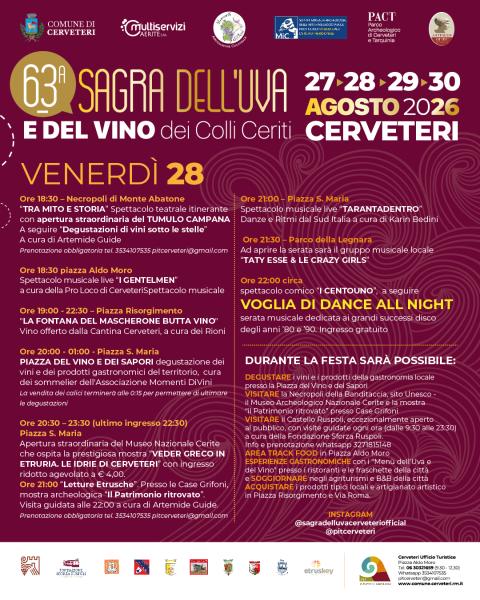 Sagra 2026 programma venerdì 28
